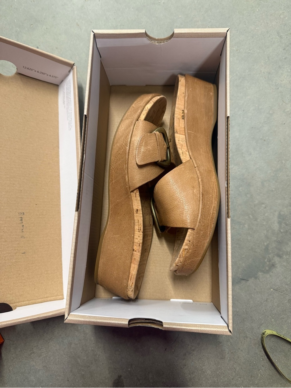 Kork-Ease Tan Leather Platform Slide Mules - Picture 1 of 6